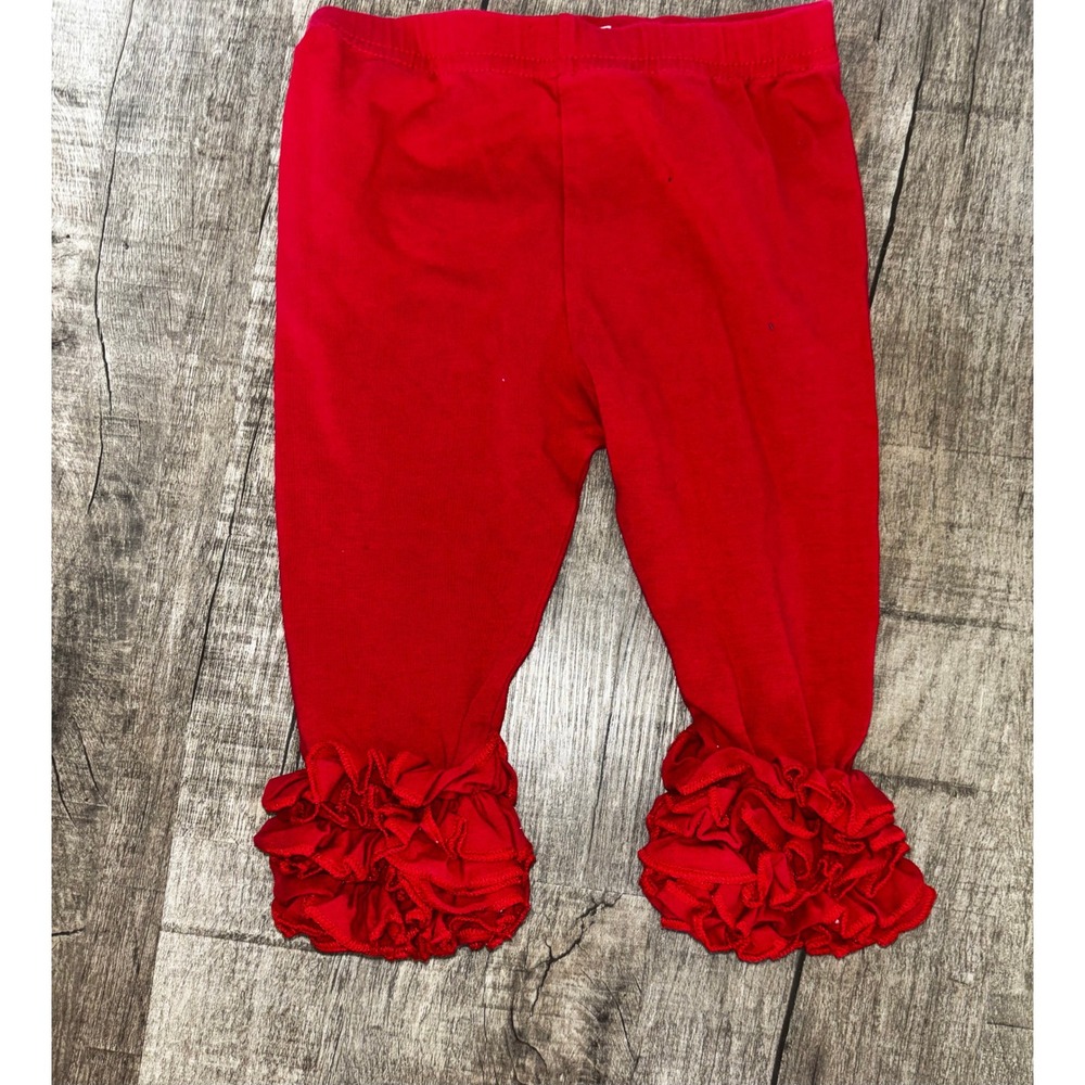Adorable Essentials Red Ruffle Leggings Toddler Girls 18M Elastic Waist Pants